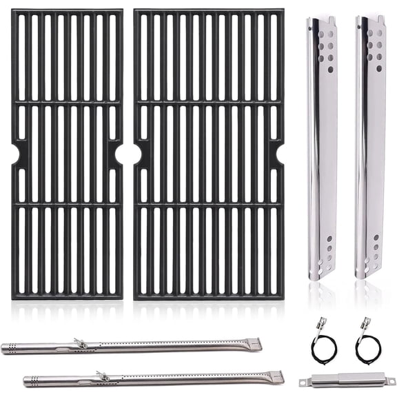 Grill Replacement Parts for Charbroil 2 Burner 463625217, 463673519, 463625219, 463625217, 463673017, 463673517, G470-0002-W1, G470-0003-W1, 18 Inch Cast Iron Grates, Heat Plates, Burners
