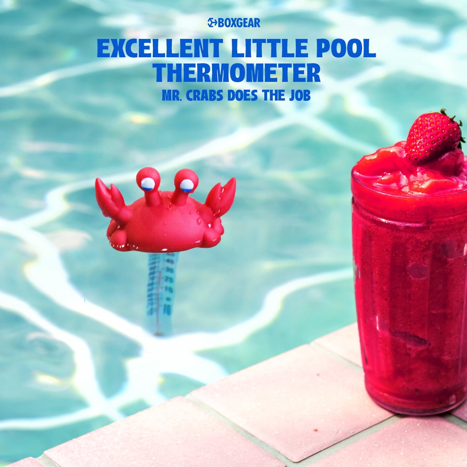 Ixir Floating Pool Thermometer - Water Temperature Reader with Shatterproof Case and Solid Tether, -10 to 50°C, Flamingo Design for Outdoor Pool