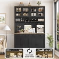 thumbnail image 4 of Hiphuta 75"Tall Kitchen Pantry Storage Cabinet with Power Outlet, Large Pantry Cabinet with Microwave Stand, Modern Freestanding Cupboard Hutch for Home Dinning Room, Black, 4 of 7