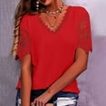 thumbnail image 2 of Aboser Womens Elegant Crochet Shirts Short Sleeve Hollow Out Tops Boho Summer Beach Tshirts Trendy Embroidered Tunic Top Comfy V Neck Shirt Blouse, 2 of 7