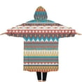 thumbnail image 2 of Oversized Wearable Blanket Hoodie,Bright Tribal Striped Pattern Sherpa Blanket Hoodie with Super Pockets,Super Warm Fuzzy Pullover for Women & Men, 2 of 6