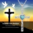 thumbnail image 3 of Coachuhhar Cross Necklace 925 Sterling Silver Heart Turquoise Filigree Pendant Religious Catholic Jewelry Christmas Gifts for Women, 3 of 7