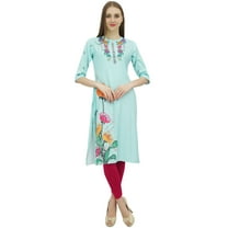 Bimba Kurta Indian Women's Bollywood Designer Green Ethnic Kurti Tunic Dress-4