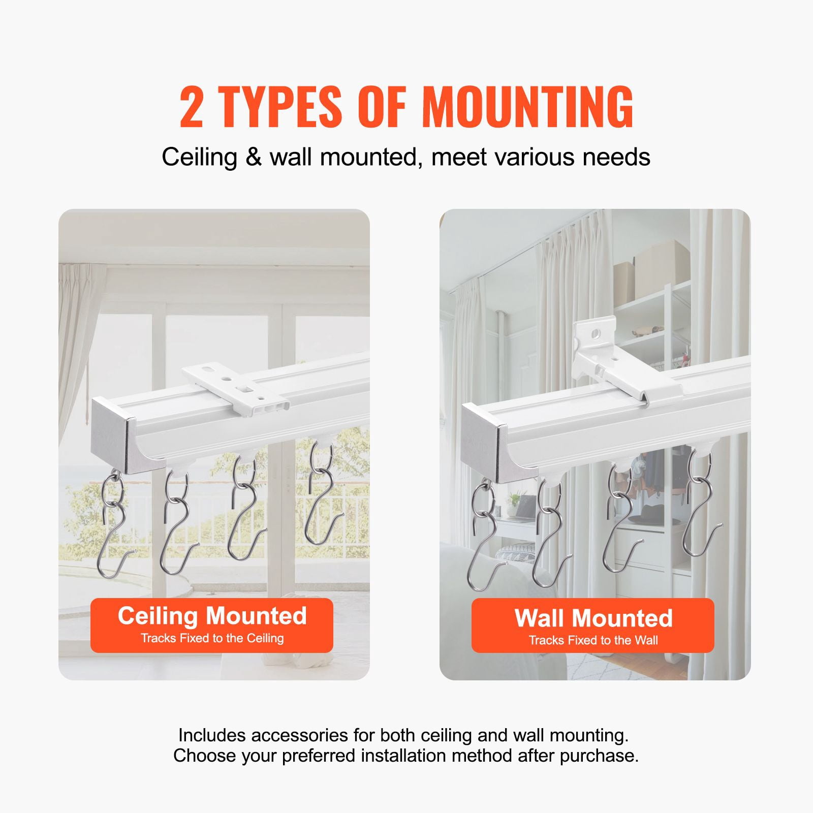 Ceiling Curtain Track Set 4-Pack 35 Inch Tracks Aluminum Alloy Smooth Sliding Ceiling or Wall Mount for Various Curtain Types