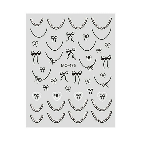 French Nail Art Stickers 3D Self-Adhesive Nail Decals Bowknot Nail Art Designs Line Bows Nail Decorations Nail Stickers