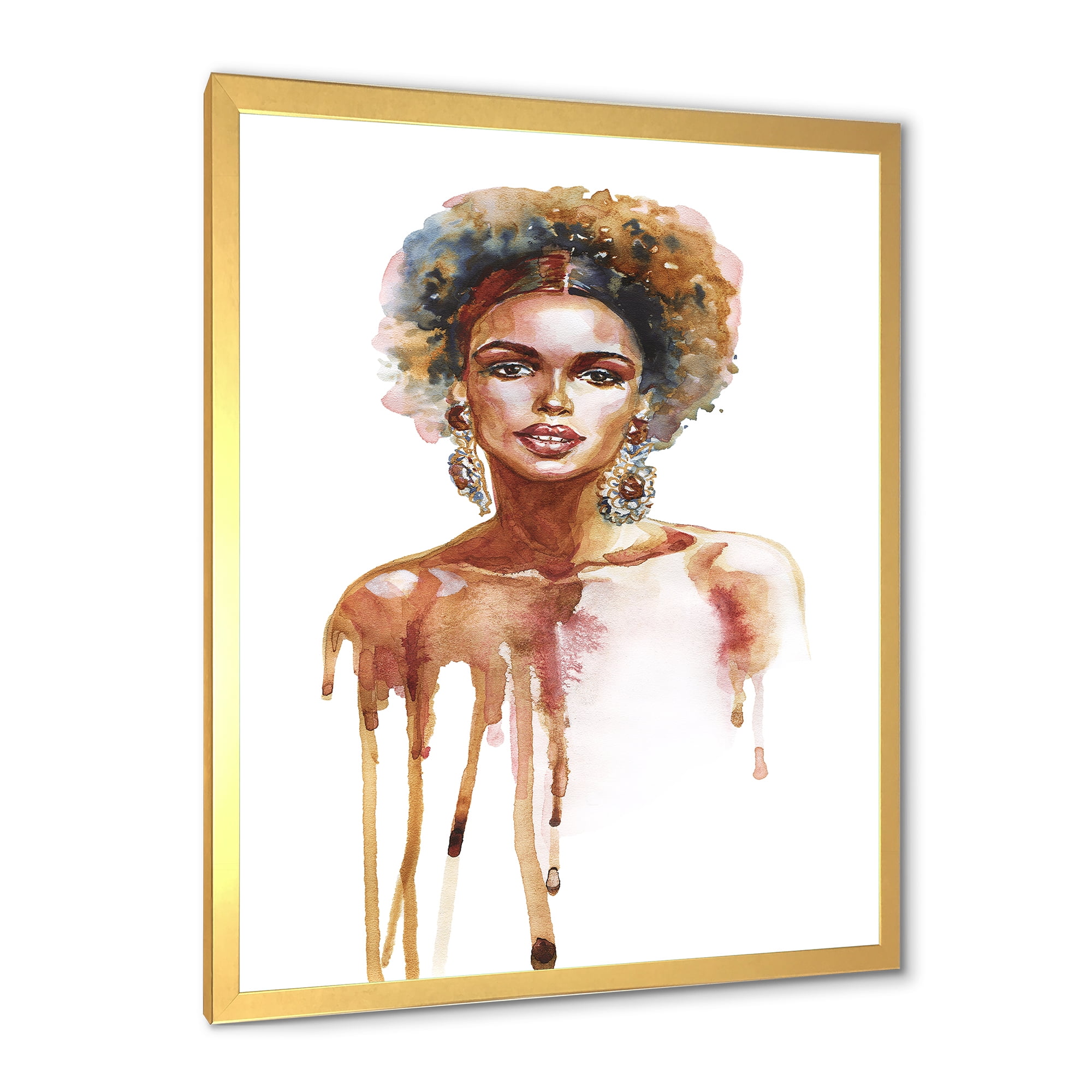 Designart 'Portrait of Afro American Woman XIII' Modern Framed Art Print