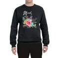 thumbnail image 2 of Wild Bobby, Cute Hearts and Flowers Blessed, Inspirational/Christian, Unisex Crewneck Graphic Sweatshirt, Black, Small, 2 of 3