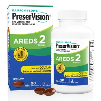 PreserVision AREDS 2 Formula + Multi, Eye  and Mineral Supplement with Lutein & ZeaxanthinFrom Bausch + Lomb, 90 Soft Gels (MiniGels)