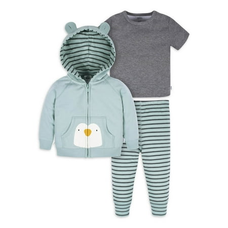 

Gerber Baby and Toddler Boy Hoodie Tee and Active Pant 3-Piece Sizes 0/3 Months-5T
