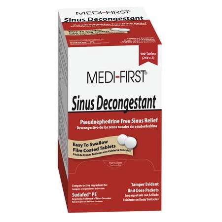 MEDI-FIRST Sinus and Allergy,Tablet,PK100 80933 (Best Over The Counter Sinus Med)