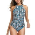 thumbnail image 6 of VBVC Womens One Piece Swimsuit High Neck Plus Size Overlay Print Swimwear Bathing Suit, 6 of 6