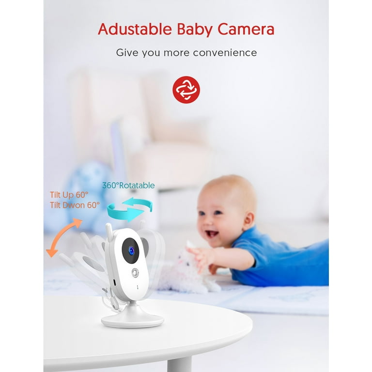 VTimes Baby Monitor with 2 Cameras, 3.2 IPS Screen, 2-Way Talk, Baby  Monitor No WiFi Night Vision, Pan-Tilt-Zoom VOX Mode Temperature Monitor 8