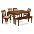 thumbnail image 2 of East West Furniture CANO6C-MAH-C 6 Piece Dining Room Table With Bench Set- Table and 4 Dining Chairs and Bench, 2 of 2