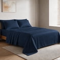 thumbnail image 2 of WVG Bamboo Sheet Set King Size, Soft Cooling Bedding Set with Embossed Stripe Design, Deep Pocket Fitted Sheet, Breathable & Smooth Bed Sheets for Hot Sleepers, 2 of 9