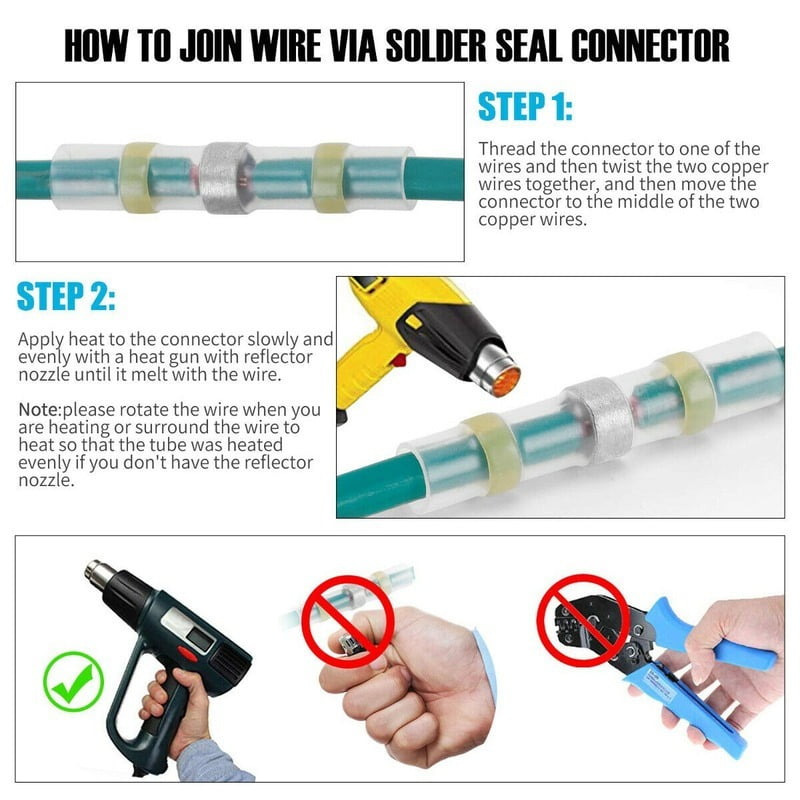 500 Pcs Heat Shrink Wire Connectors, Solder Seal Butt Connectors Kit Waterproof Marine Electrical Splice Terminals