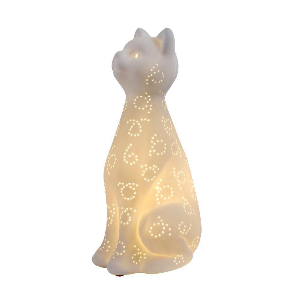 Lampe de table lumineuse Simple Designs en porcelaine en forme de chat Kitty Cat