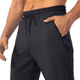 thumbnail image 4 of Puztloy Men's Joggers Sweatpants with Zipper Pockets Tapered Joggers Athletic Lounge Pants Traning Track Pants for Workout, Jogging, Running,Soccer Black, 4 of 7