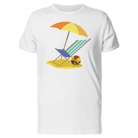 Umbrella, Beach & Ball Doodles Tee Men's -Image by Shutterstock