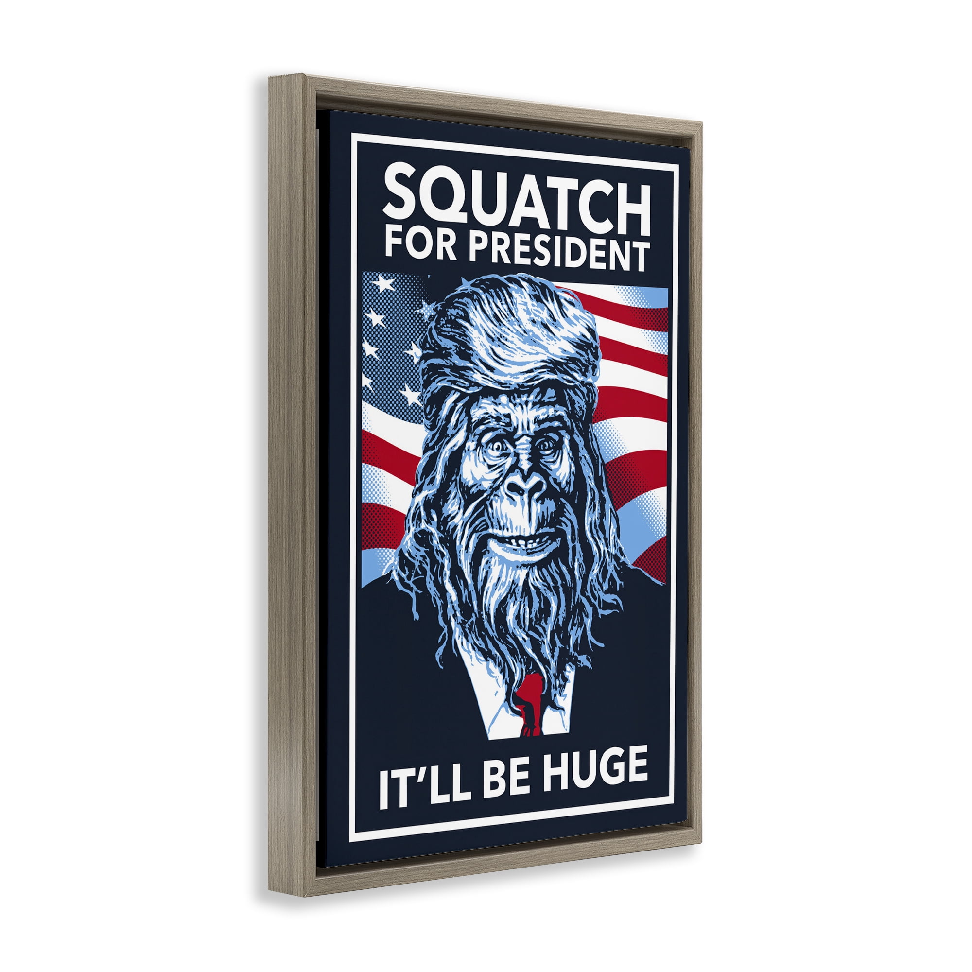 Stupell Industries Funny Mythical President Novelty Painting Brown Floater Framed Art Print Wall Art, 21 x 31
