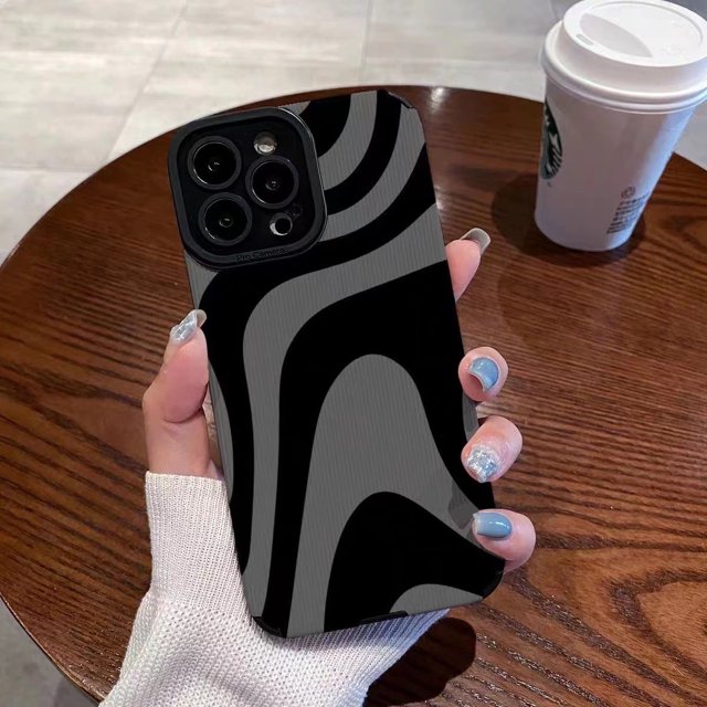 Funda para teléfono compatible con patrón de cebra oscuro Apple 14/13 Promax Funda para teléfono IPhone 12/11 Anti-caída X/XR Todo incluido