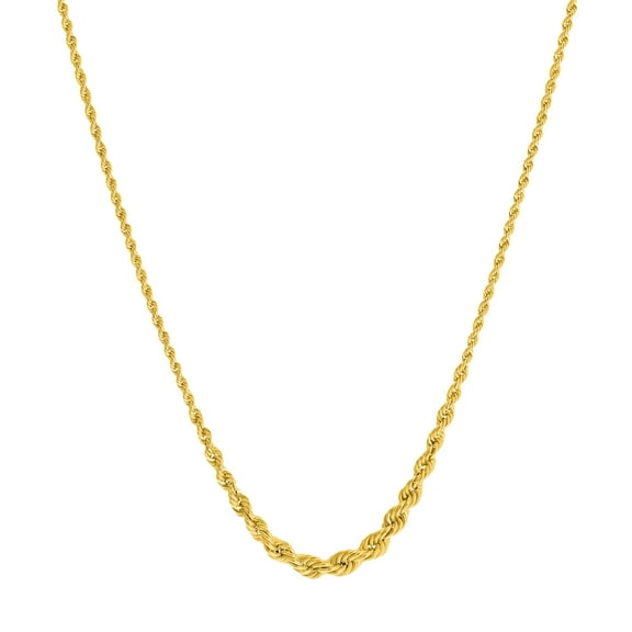 Honey Crush Real 14K Yellow Gold Diamond Cut Graduating Lt Rope Chain Necklace (2.6-5.8mm, 16-18in)