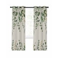 thumbnail image 7 of Sage Green Eucalyptus Blackout Curtains for Bedroom, Farmhouse Weeping Leaves Linen Thermal Insulated Kitchen Drapes with Grommets, Light Blocking Window Treatment, 2 Panels 52" x 84", 7 of 7