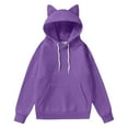 thumbnail image 2 of Blouses For Women Dressy Casual Y2K Cute Cat Ear Oversized Pullover Long Sleeve Hoodie With Front Pocket Polyester & Spandex Purple Womens Blouses Size 2Xl, 2 of 9