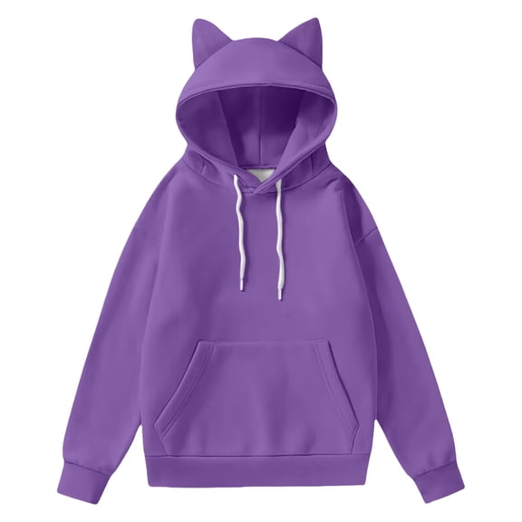 Kaondbfi Oversized Sweatshirt for Women Cute Cat Ear Pullover Loose Fit Long Sleeve Tops Womens Fall Essentials Fashion Clothing