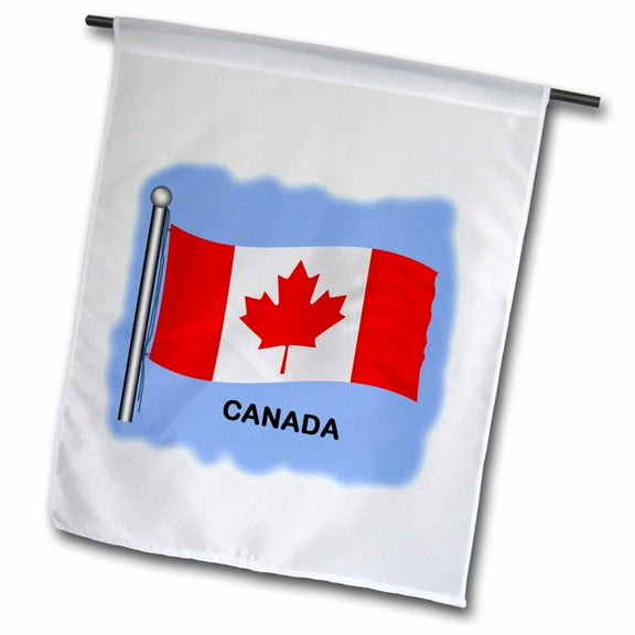 3dRose, Canadian flag waving on a blue background., 12 x 18 inch Garden Flag
