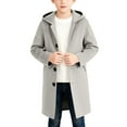 thumbnail image 3 of Boys' Wool-blend Trench Coat Hooded Single Breasted Fashion Jacket Mid-length Fall Winter Outerwear for Warm Daily & School Commutes 5-15Y, 3 of 7