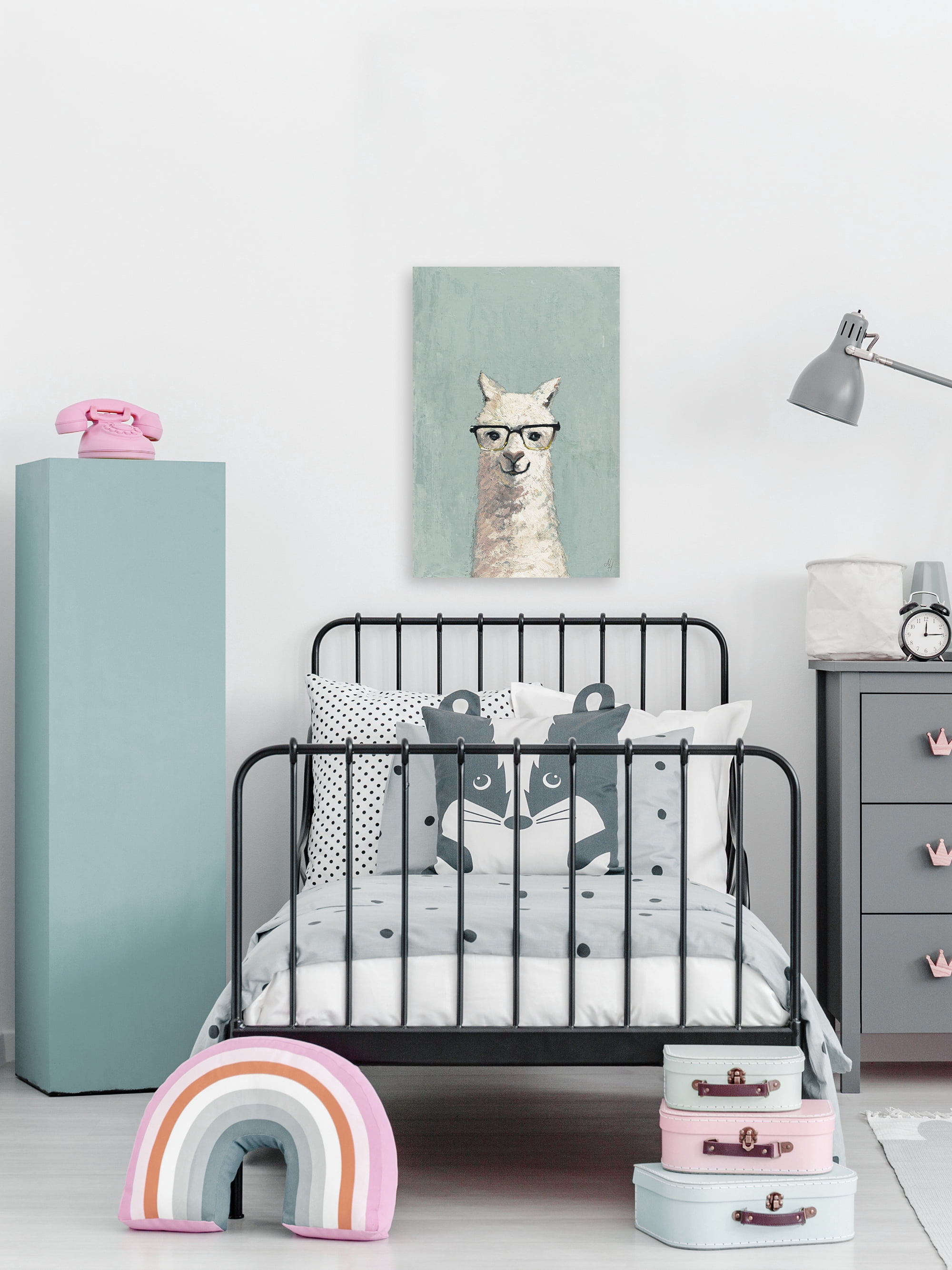 Marmont Hill White Llama with Glasses II Canvas Wall Art
