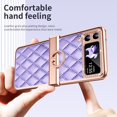 thumbnail image 2 of MonsDirect for 6.7 inch Samsung Galaxy Z Flip 4 5G 2022 Case, Hinge Protection Plating Frame Hard PC Shell Diamond PU Leather Cover Shockproof with Finger Ring Stand Holder for Galaxy Z Flip 4, Purple, 2 of 7