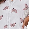 thumbnail image 5 of Enjoytime Lounge Sets for Women Casual Print Lace Matching Sleepwear V-Neck Short Sleeve Shirts Shorts Summer Pajama Set, 5 of 5