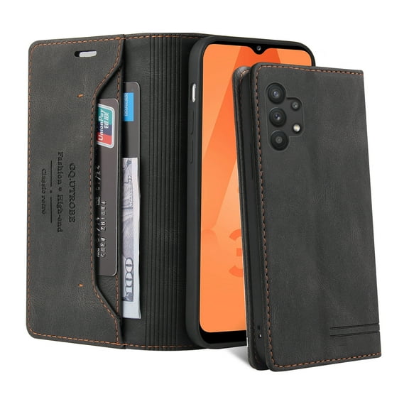 For Samsung Galaxy A32 5G Wallet Case,PU Leather Hidden Magnetic Flip Kickstand Wallet Case with RFID Blocking Card Cash Pocket Folio Phone Case For Samsung Galaxy A32 5G,Black