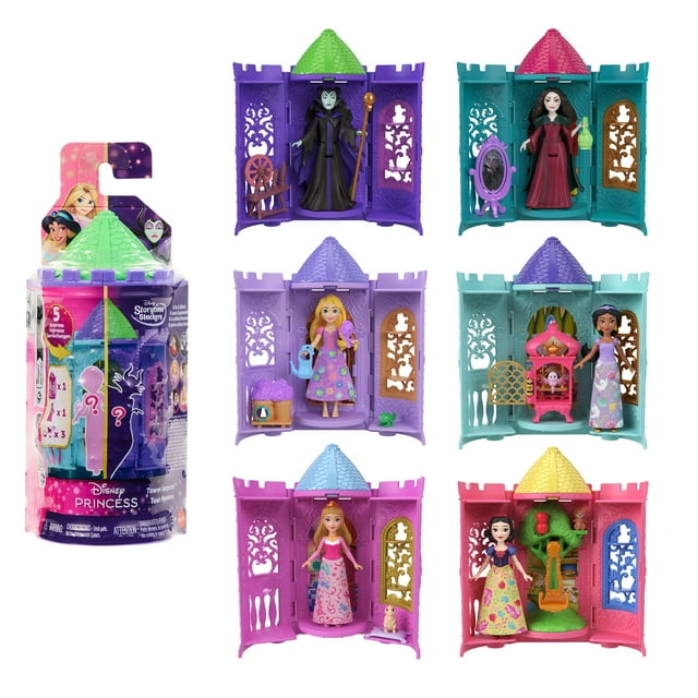 Princesses Disney Tourelle Surprise Petite poupée, 5 surprises