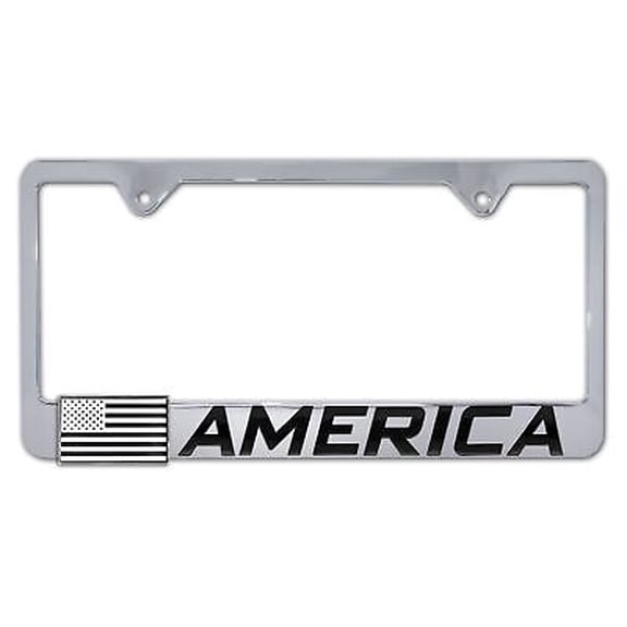 Elektroplate Patriotic "America" Inverted USA Flag Chrome-Plated All-Metal Standard Size Premium 3D License Plate Frame Tag Holder for Vehicle