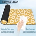 thumbnail image 4 of Desk Mat, Vintage Groovy Yellow Flowers Extended Gaming Mouse Pad Large, Big Desk Mat with Non-Slip Base and Stitched Edge, Long Computer Keyboard Mouse Mat for Home Office Work 31.5"x11.8", 4 of 7