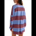 thumbnail image 4 of Suéteres de Cuello en V y Larga con Botones y Bloques de Color A Rayas para Mujer, Moda de Otoño 2025, Talla Grande Rojo y Azul S, 4 of 6