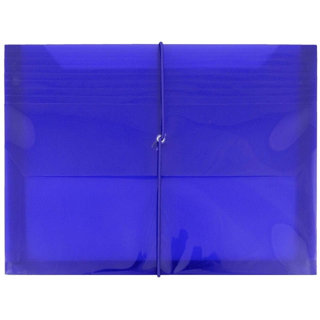 JAM PAPER Sobres de expansión de plástico con cierre de banda elástica - Folleto de cartas - 9 3/4 x 13 con expansión de 2,5 pulgadas - Azul - Paquete de 3