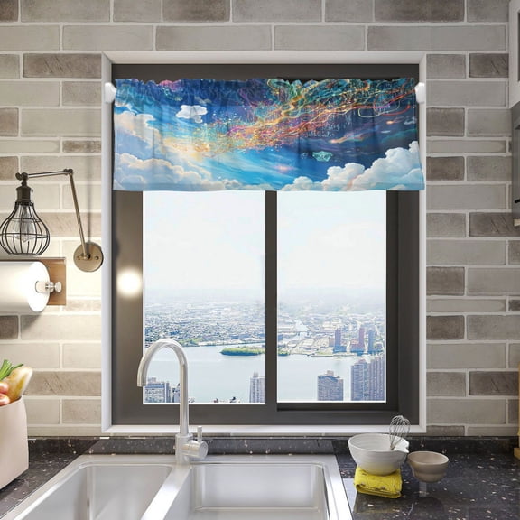 BZSMCE Alance Curtains Colorfull Sky Design Modern Style Pattern Window Curtain Valance 52W" x 18L" for Kitchen Living Room Bedroom