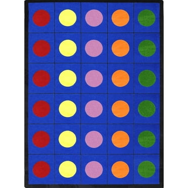 Joy Carpets Kid Essentials Lots of Dots 7'8" x 10'9" Area Rug in Color Multi