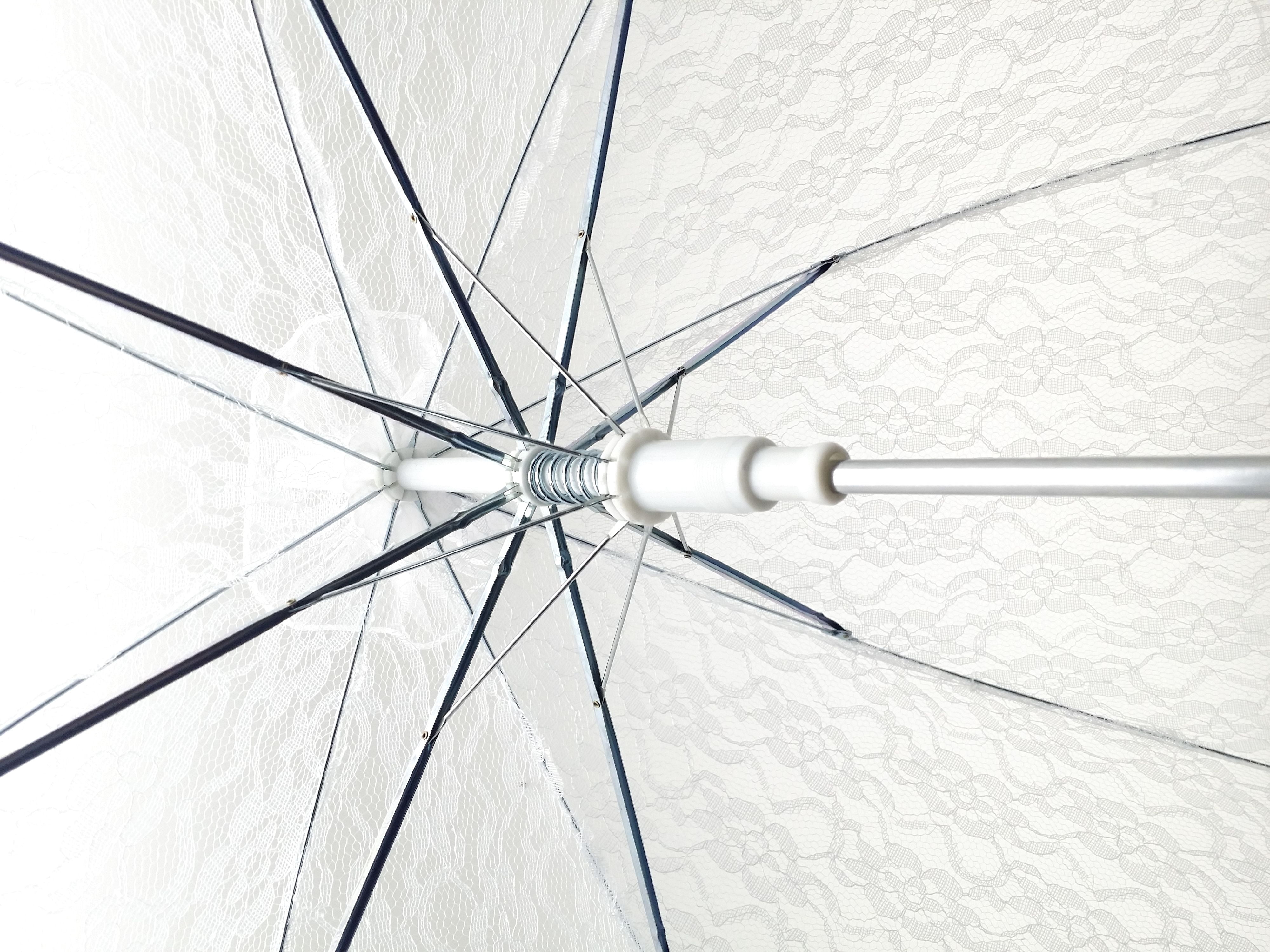 PFP 32" White Lace and Organza Baby or Bridal Shower Umbrella