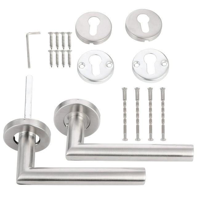 MasteelfCA 2 Pcs Levier de Porte Rond Moderne pour Passage Poignée de Porte Levier Poignée de Porte Ensemble de Leviers