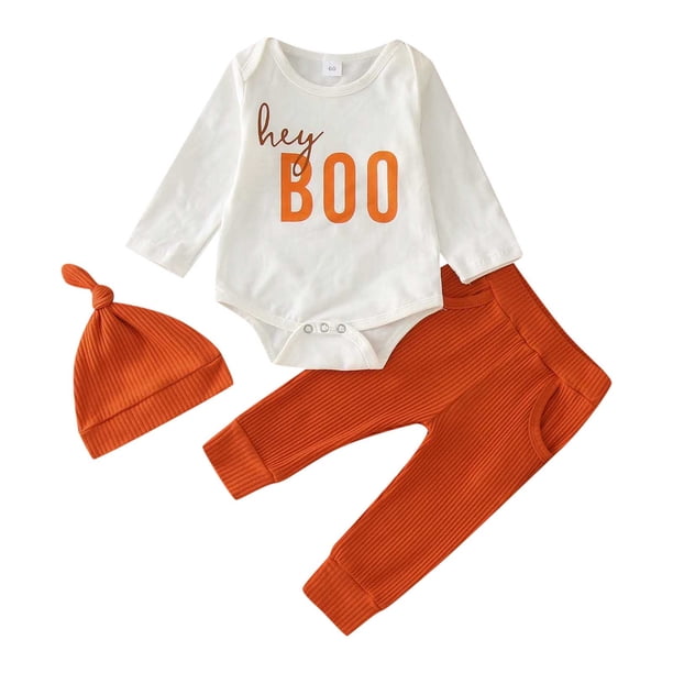 Gibobby Conjunto para bebé niña con estampado de manga larga para niños y niñas recién nacidos, pantalones largos, sombrero, trajes(Blanco,0-3 Meses)