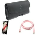 thumbnail image 1 of Pink 6ft Long Cable w Case Belt Clip w Matte Screen Protector for Samsung Galaxy S21 Plus - USB-C to Type-C PD Fast Charger, Leather Holster, TPU Film Anti-Glare Accessory Bundle, 1 of 18