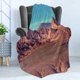 thumbnail image 4 of Western Soft Flannel Fleece Blanket, Mountain Argentina Desert Sand Hike Mother Nature Themed Volcano Geographic Photo, Cozy Plush for Indoor and Outdoor Use, 50" x 70", Brown Blue, by Ambesonne, 4 of 5