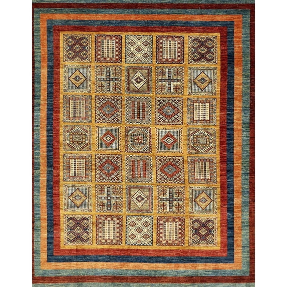 Ahgly Company Indoor Rectangle Abstract Saffron Red Area Rugs, 2' x 4'