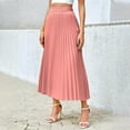 thumbnail image 2 of Women's High Waist Pleated Skirt A line Swing Midi Skirts Trendy Elegant Lightweight Solid Color Flowy Skirts, 2 of 9