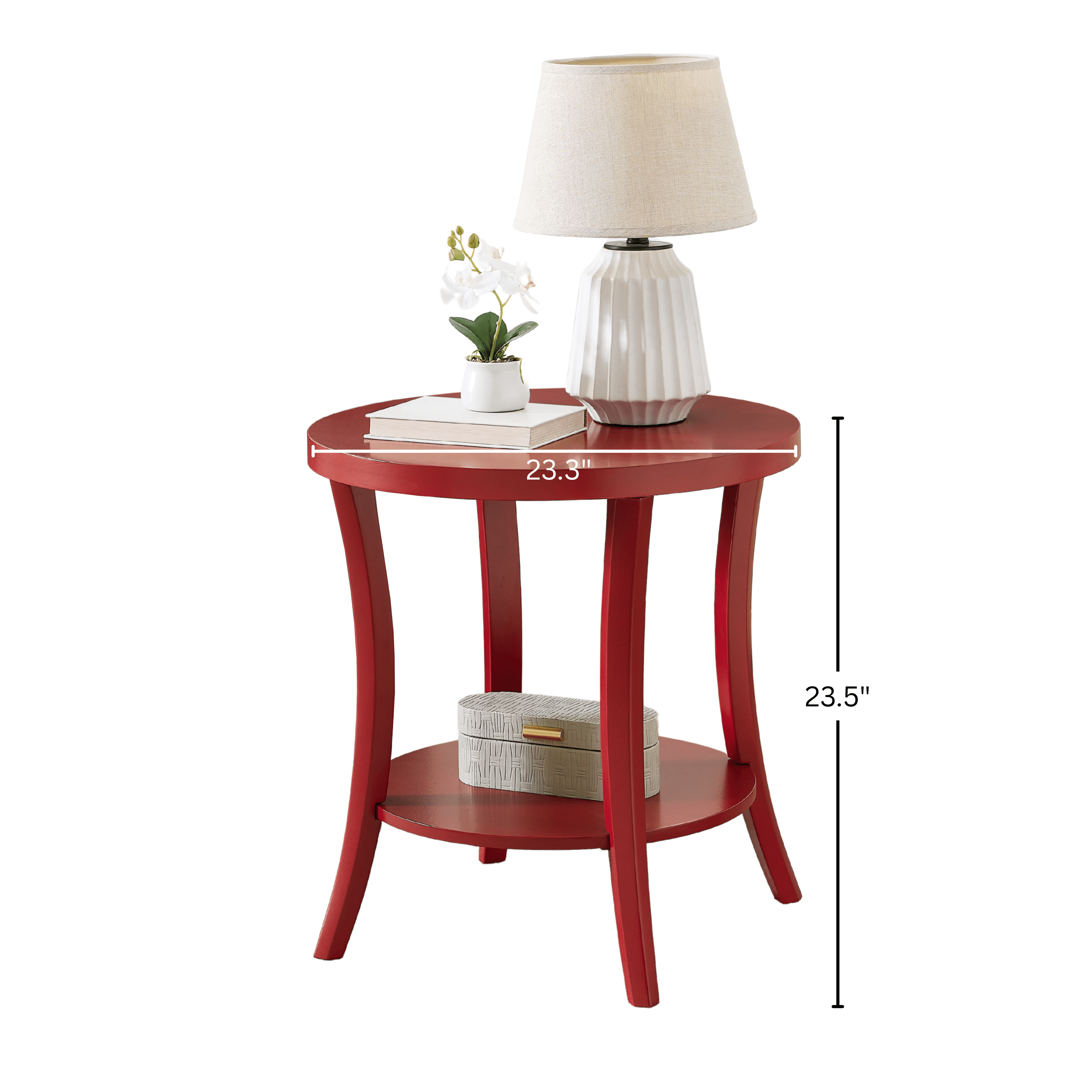 Perth Contemporary Oval End Table with Lower Storage Shelf, Curved Leg Birch Veneer Side Table for Living Room Bedroom