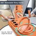 thumbnail image 3 of Magnetic Case for Samsung Galaxy Z Fold 5 Case with Kickstand & Ring Holder, [Compatible with MagSafe Charging] Slim Ultra PC Back Scratch-Resistant Military Grade Shockproof Case, Orange, 3 of 14